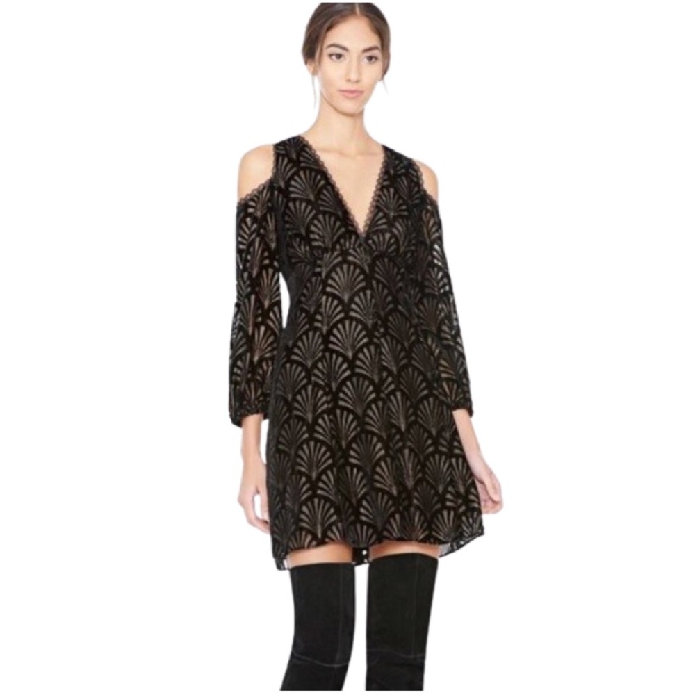 Alice + Olivia Arla Cold Shoulder Dress in Black & Gold Size 10 NWT - Picture 3 of 15